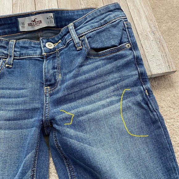 Hollister Juniors 1S / 1 Short Denim Jeans Actual W 25.5 x I 29 1/4 Short Inseam - Picture 3 of 12